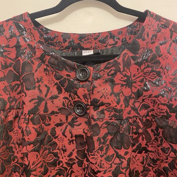 New Vintage Studio 1940 Women 26W Burgundy Black Floral Whimsical Festive Vams - Picture 7 of 13